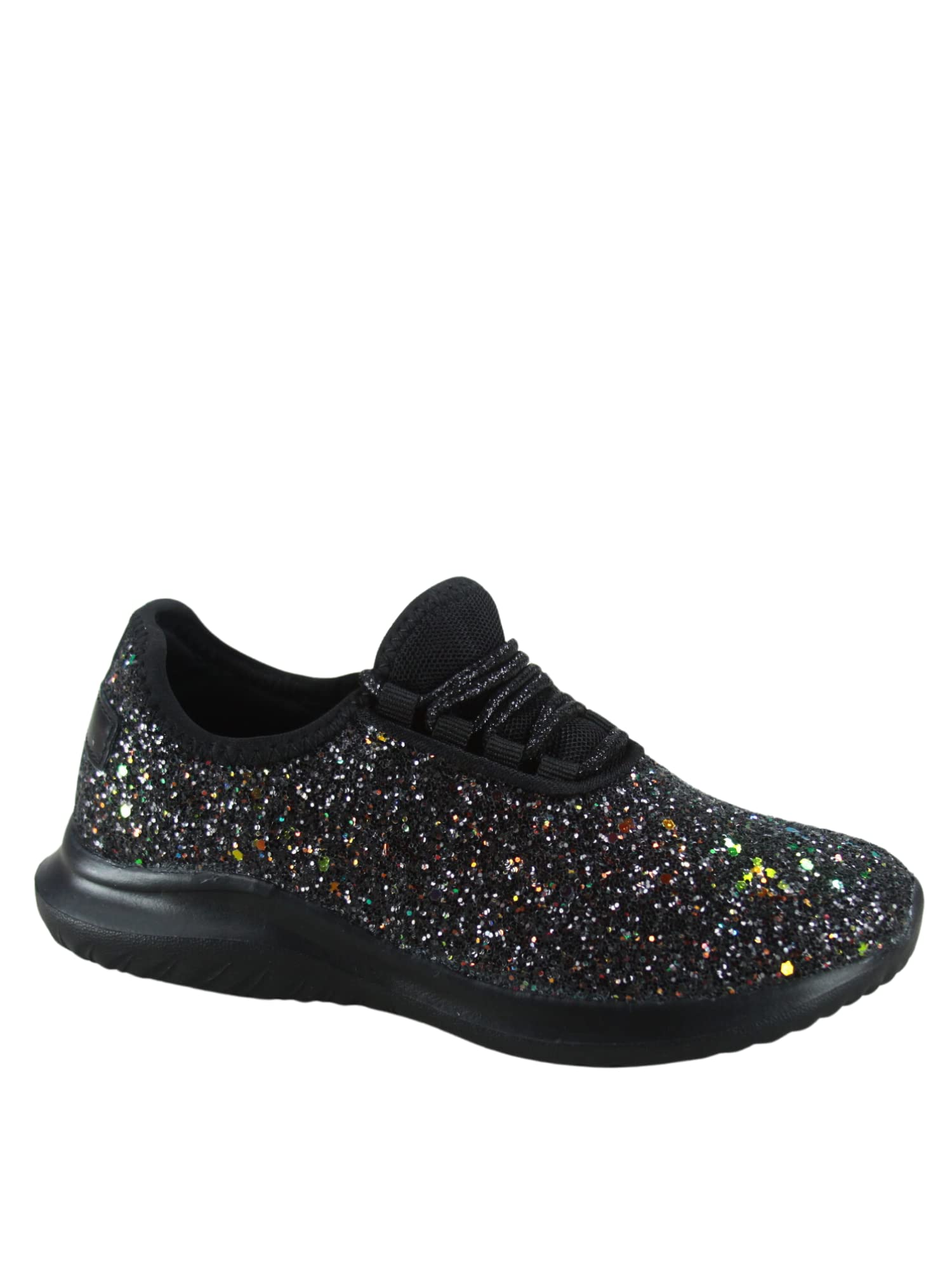 TZ Kid's Girl's Fashion Glitter Sparkle Slip On Lace Casual Walking Sneaker Shoes