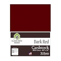 Dark Red Cardstock - 8.5 x 11 inch - 80Lb Cover - 50 Sheets - Clear Path Paper