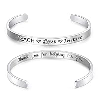 CERSLIMO Teacher Thank You Gifts for Women Bracelets- Christmas Graduation Teacher Appreciation Cuff Bangle Back to School End of Year Retirement Gifts for Teacher from Students
