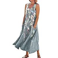 Women’s Dresses fit and Flare Summer Dress for Women Extra Long Maxi Dress for Tall Women Best Womens Sundresses Linen Womens Dress Women's Long Linen Summer Dresses Summer Dresses