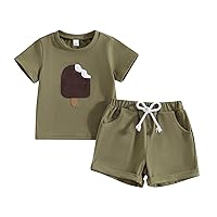 Douhoow Baby Boy Summer Clothes Cartoon Infant Boy T-shirt and Elastic Shorts 2Pcs Boy Clothes Set