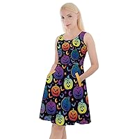 CowCow Womens Summer Dress Alice Wonderland Rabbit Princess Costume Knee Length Skater Dress with Pockets, XS-5XL