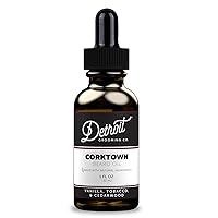 Detroit Grooming Co. Natural Beard Oil for Men-Nourishing & Organic Beard Moisturizer w/Sweet Almond Oil & Vitamin E-Softens - Vanilla, Tobacco & Cedarwood Scent - Corktown-1oz