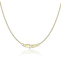 Jewlpire Solid 18K Gold Over 925 Sterling Silver Chain Necklace for Women Girls, 0.8mm Box Chain Lobster Claw Clasp-Super Thin & Strong Necklace Chain 16/18/20/22/24 Inch