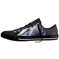 Wolf Outdoor Low-top Lace Up Canvas Sneaker Shoes Plimsolls Unisex Black