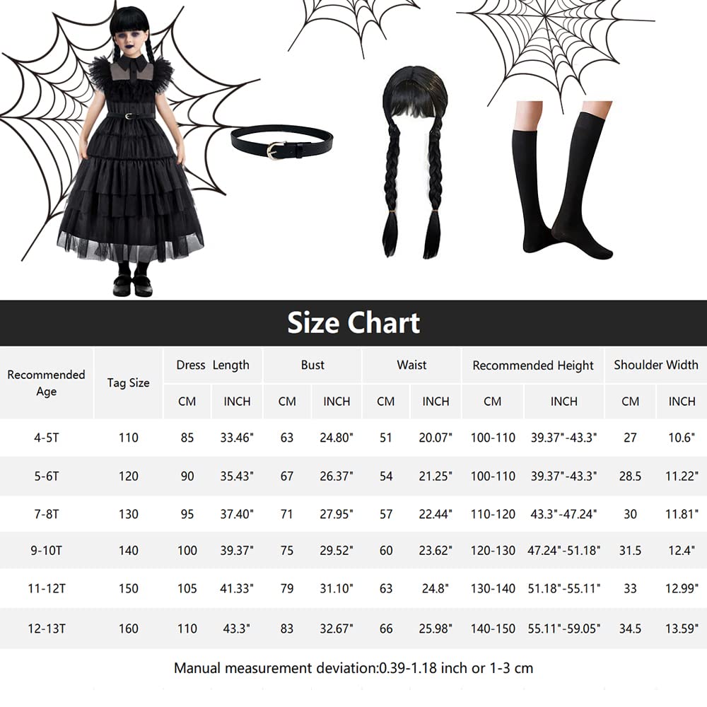 Zalongye Black Wednesday costume girls dress for Kids Wednesday Family Costumes Halloween Cosplay Party Dress 4-13Y
