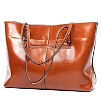 JIUFENG Tote Shoulder Bag for Women Large Purses Soft Genuine Leather Vintage Handbags with Adjustable Handles