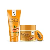 NutriGlow NATURAL'S Papaya Facial Scrub (100gm) & Papaya Face Pack (100gm) for Men & Women