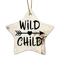Personalized 3 Inch Wild Child Art, Baby, Toddler, Mom Life White Ceramic Ornament Holiday Decoration Wedding Ornament Christmas Ornament Birthday for Home Wall Decor Souvenir.