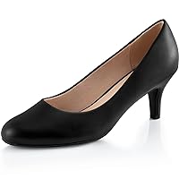 Black Nude White Silver Pumps for Women, Comfortable Low Heel Women Pumps Closed Round Toe Dress Shoes for Work Office Wedding Party Prom, 2.5 Inch