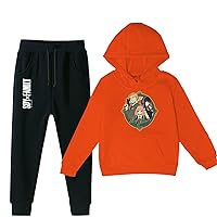 Novelty Spy x Family Brushed Hoodie with Jogging Pants Outfits-Casual 2 Pcs Hooded Tops Set for Winter,Fall