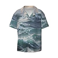 The Sea Men's Summer Short-Sleeved Shirts, Casual Shirts, Loose Fit with Pockets
