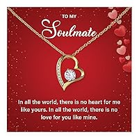 To My Soul Mate Necklace For Women, Soulmate Jewelry For Girl Birthday Surprise, Soulmate Gifts For Her, Romantic Forever Necklace For Her With Lovely Message Card And Luxurious Box