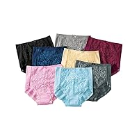 Nissen Women's Deep Panties, High Waist, 100% Cotton, Lacy Milling Set, Set of 8, Large Size