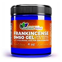 Frankincense DMSO Gel with Hyaluronic Acid | 99.995% Pure Pharma Grade DMSO, Organic Aloe Vera | Natural Pain Relief for Arthritis, Joint, Back, Hand, Feet, Knee & Neck + Anti-Inflammatory (4 oz)