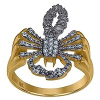 10k Two tone Gold Mens CZ Cubic Zirconia Simulated Diamond Dc Scorpion Band Ring Measures 24x3.1mm Wide Size 10 Jewelry for Men
