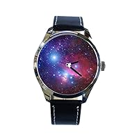 ZIZ Universe Watch Unisex Wrist Watch, Quartz Analog Watch with Leather Band