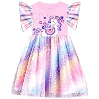 VIKITA Toddler Flower Girl Dress Summer Sleeveless Polyester Tutu Dresses for Girls 3-7 Years, Knee-Length