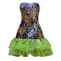 Womens Sweetheart Short Sheath Column Camo Organza Wedding Party Dress