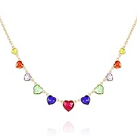 GUESS Goldtone Rainbow Glass Stone Statement Necklace For Women