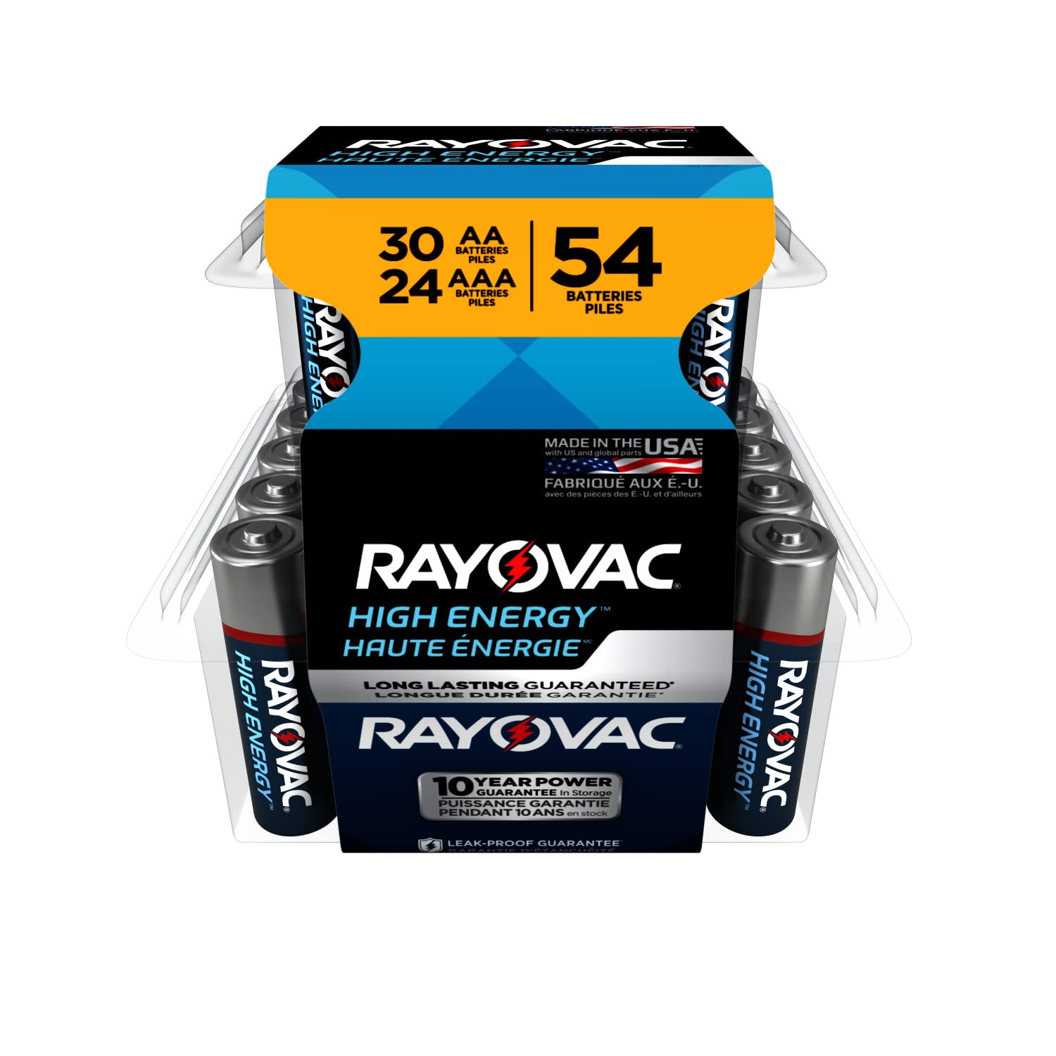 Rayovac AA Batteries & AAA Batteries Variety Pack, 24 Triple A Battery and 30 Double A Battery (54 Count)