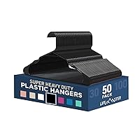Plastic Clothes Hanger Set - 50 Pieces Versatile, Lightweight, Space-Saving, Non-Slip, Slim Designed, Dry and Wet Clothes Hanger Set - Black