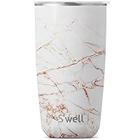 S'well Stainless Steel Tumbler with Slide-Open Lid, 18oz, Calacatta Gold, Triple Layered Vacuum Insulated Containers Keeps Drinks Cold for 12 Hours and Hot for 4, BPA Free