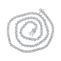 The Diamond Deal 14kt White Gold Mens Round Diamond 16-inch Tennis Chain Necklace 9 Cttw