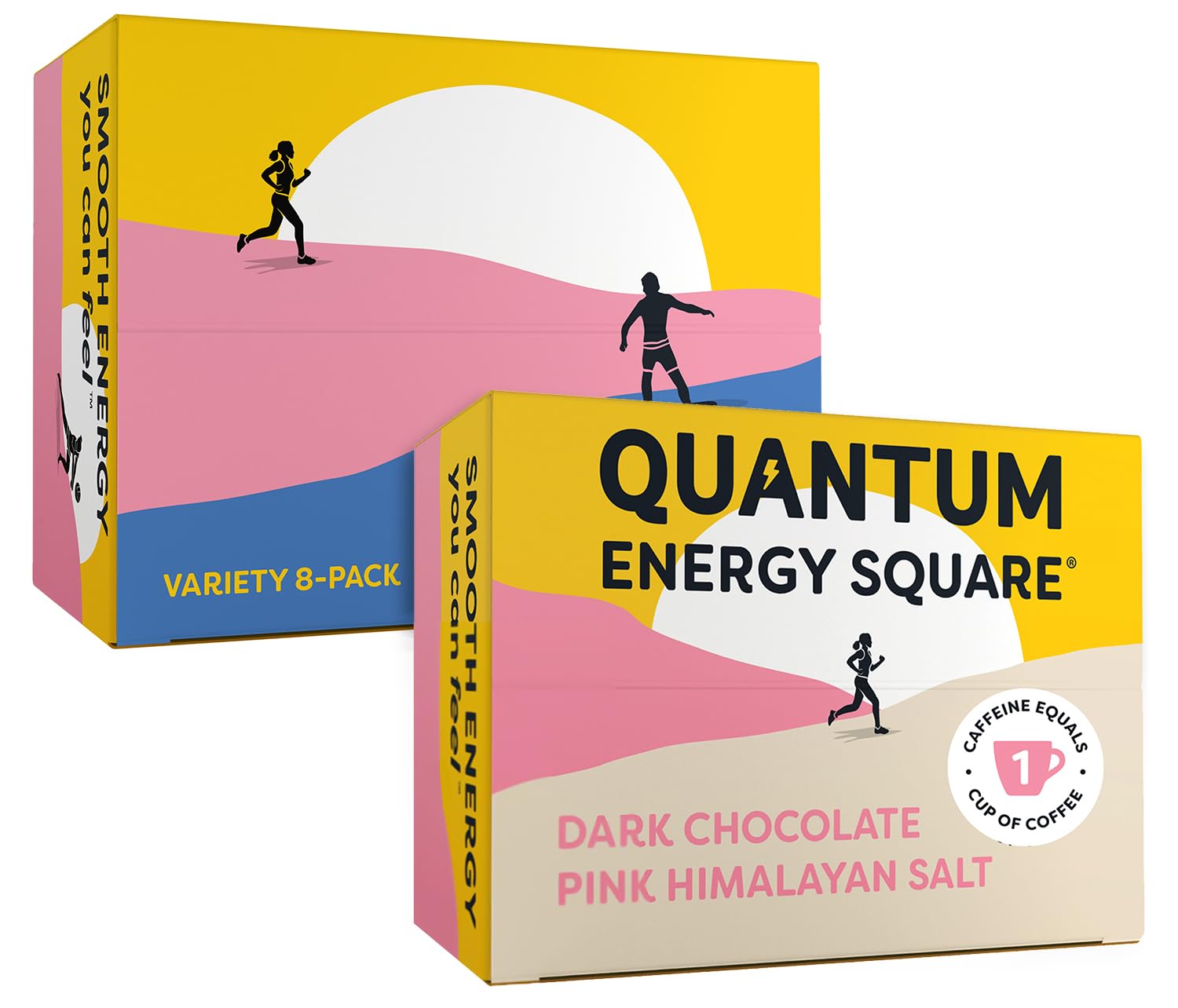 QUANTUM | Energy Square | Bundle Contains Variety 8-Pack + Dark Chocolate Pink Himalayan Salt 8-Pack | Gluten Free | Vegan | Dairy & Soy Free