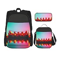 Print 462PCS Backpack Set,Large Bag with Lunch Box and Pencil Case,Convenient,backpack lunch box
