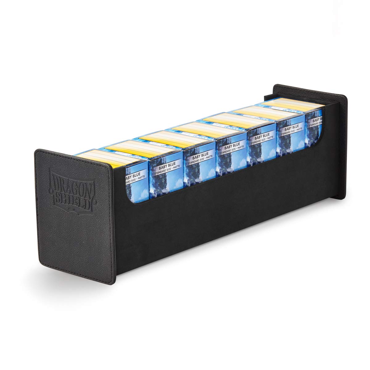 Dragon Shield Magic Carpet 500+ Black & Black Durable Magnetic Leather Deck Box Storage Case Protector