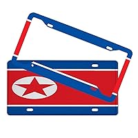 Front and Rear Car Tags North Korea Decorative Car Front License Plate with Screws Caps Country Flag Patriotic Aluminum Metal License Plate Vanity Tag for Girl Men Rustproof Weatherproof