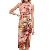 Tie Dyed Ruched Midi Dress