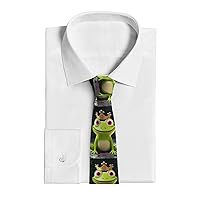 Men'S Tie Classic Neckties Novelty Causal Skinny Tie Crown Frog Print Business Neckties For Party Wedding