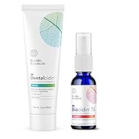 Dentalcidin Toothpaste (3 oz) + Biocidin TS Throat Spray (1 oz) Bundle - Assists in Removing Biofilms & Plaque to Help Maintain Healthy Teeth & Gums + Liquid Immune Support Supplement
