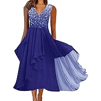 Womens Summer Dresses Ladies ChiffonDress Casual Fashion Chiffon V Neck Sleeveless Dress(Purple,4X-Large)