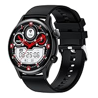 HANDA HK8 Pro Smart Watch for Men Women, Fitness Tracker Smartwatch with Always-on AMOLED Screen Heart Rate Sleep Monitor Pedometer Bluetooth Call IP68 Waterproof Activity (Black Silicone) 1.36 inch