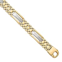 Men's Italian 14K Two-Tone Gold Satin and Polished Design Bracelet