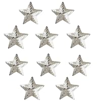 Pack of 10 Shiny 5 Star Sequins Sew Iron on Applique Embroidered Patches-Silver