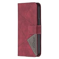 Wallet Folio Case for Samsung Galaxy A31, Premium PU Leather Slim Fit Cover for Galaxy A31, 3 Card Slots, 1 Transparent Photo Frame Slot, Durable Strong, Red