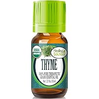 Healing Solutions Oils - 0.33 oz Thyme Essential Oil Organic, Pure, Undiluted Thyme Oil for Hair Diffuser - 10ml