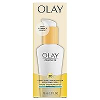 Olay Face Moisturizer Complete Daily Defense All Day Moisturizer With Sunscreen, SPF30, Sensitive Skin, 2.5 Fl Oz (Pack of 2)