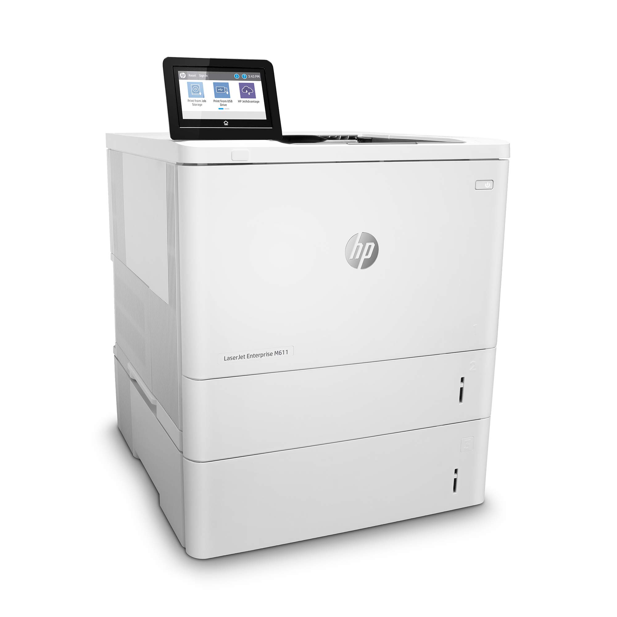 HP LaserJet Enterprise M611x Black and White Printer with built-in Ethernet, 2-sided printing & extra paper tray (7PS85A) White