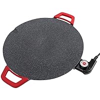 Electric Griddle - Smokeless Electric BBQ Grill Baking Trays, Nonstick Cooking Griddle Pan Pancake Maker with Handles, Medical Stone Coating 5 Level Temperature Control, Rapid Heat Up 11.8 Inches