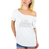 Awkwardstyles I Love My Awesome Husband Off Shoulder Tops T-Shirt + Bookmark