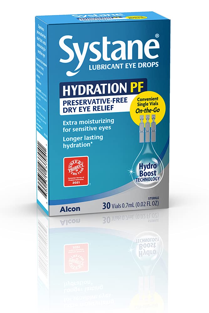 Systane Hydration Preservative-Free Lubricant Eye Drops, Transparent, 0.7 ml, 30 Count