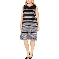 Michael Michael Kors Womens Plus Striped Printed Party Dress B/W 1X Black/White