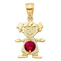 14K Yellow Gold 12 Months Birthstone Pendants Cubic Zirconia CZ Girl Tiny Size Bday Gift Charms For Necklace or Chain