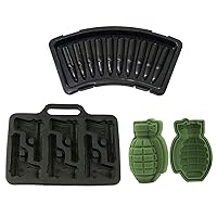 Ice Cube Trays Weapon Series Whiskey Ice Cube Molds DIY Cake Balls Maker Gun AK 47 Bullet 3D Grenade Shape Ice Cube Model for Military Fans Chocolate Soap Kitchen Bar Party Drinking Wine Accessories