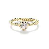 Sterling Silver Twisted Rope Band Baby Ring with Heart for Babies, Infants, Toddlers, Little Girls, Stackable or Pinky Ring for Teens and Women